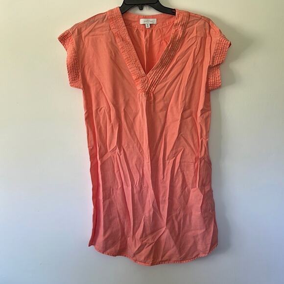 New Directions Peach Colored Short Sleeve Mini Dress - Picture 3 of 9